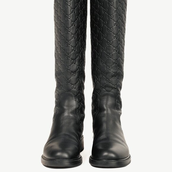 Gucci Maud Nero Soft Guccissima Leather Knee-High Riding Boots - Picture 2 of 11